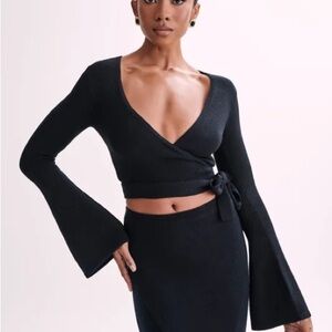 Meshki Petra wrap cardigan in black